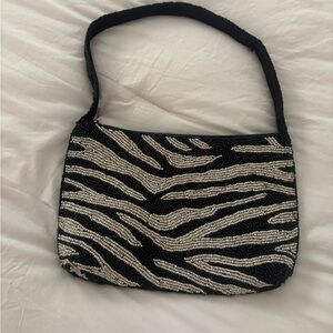 NWOT Viral Zebra Beaded Bag